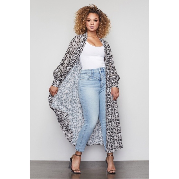 Good American The Sheer Snake Skin Maxi Robe US 0 - Picture 4 of 13